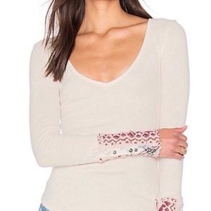 Free People Art School Cuff Thermal  V Neck NWT